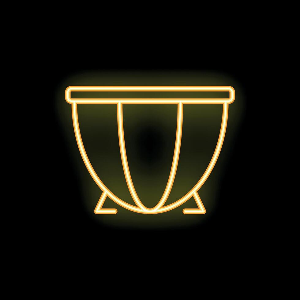 Neon yellow drum glowing on black background vector