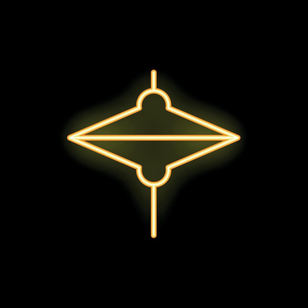 Neon yellow spinning top toy shining in the dark background vector