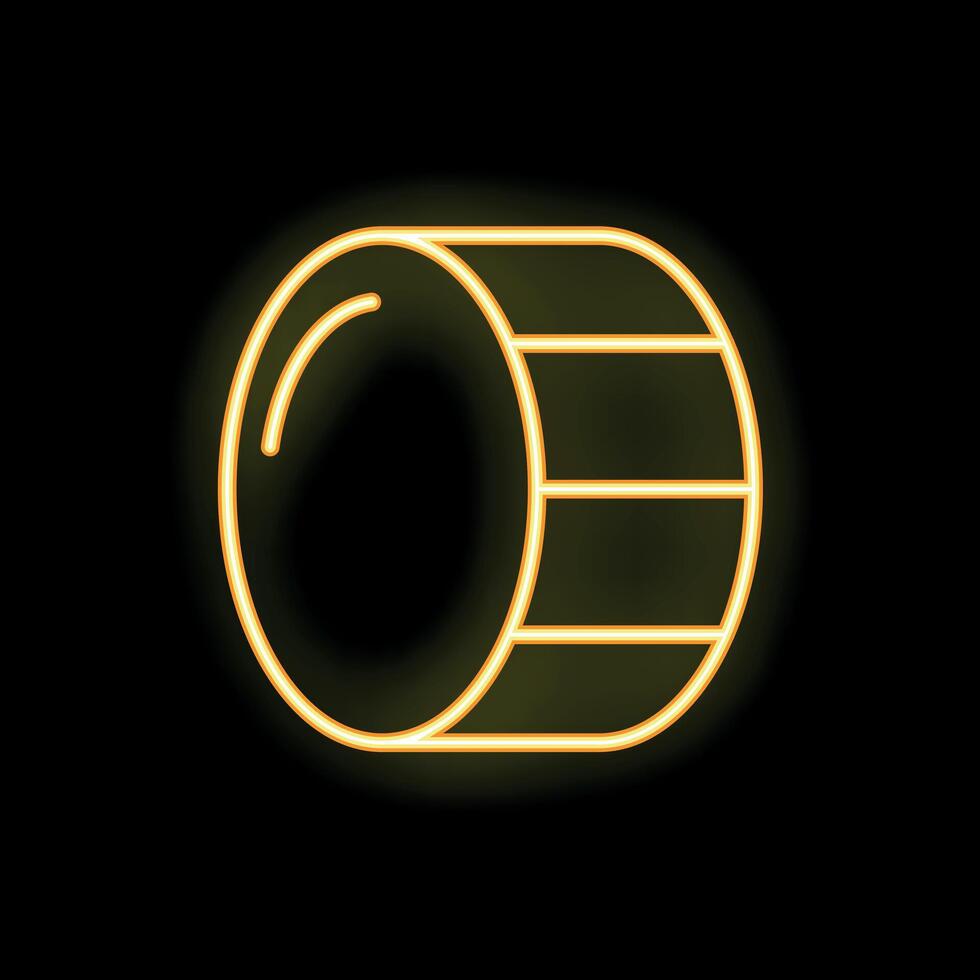 Neon yellow drum glowing on black background vector