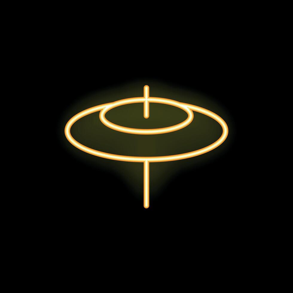 Neon cymbal glowing on dark background vector