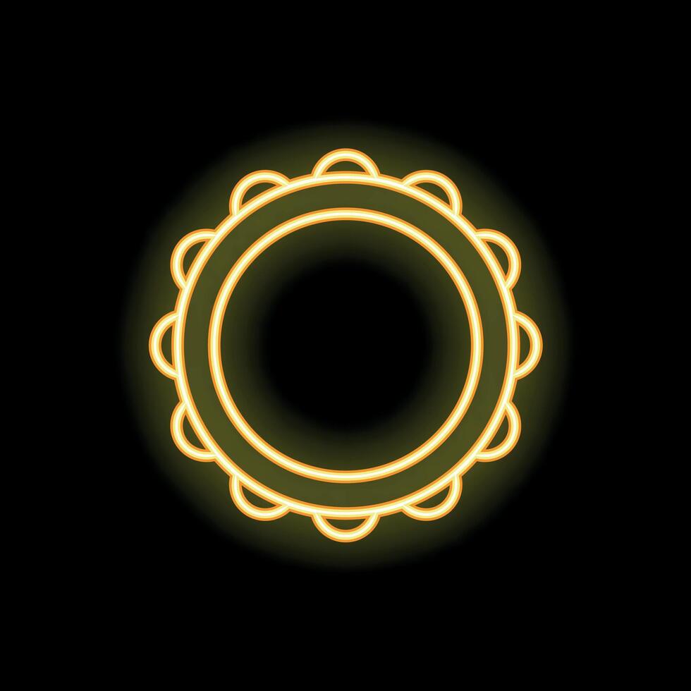 Round golden frame glowing on black background vector