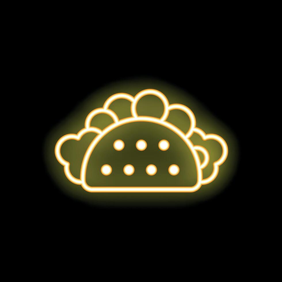 Neon sign of a taco glowing on a black background vector