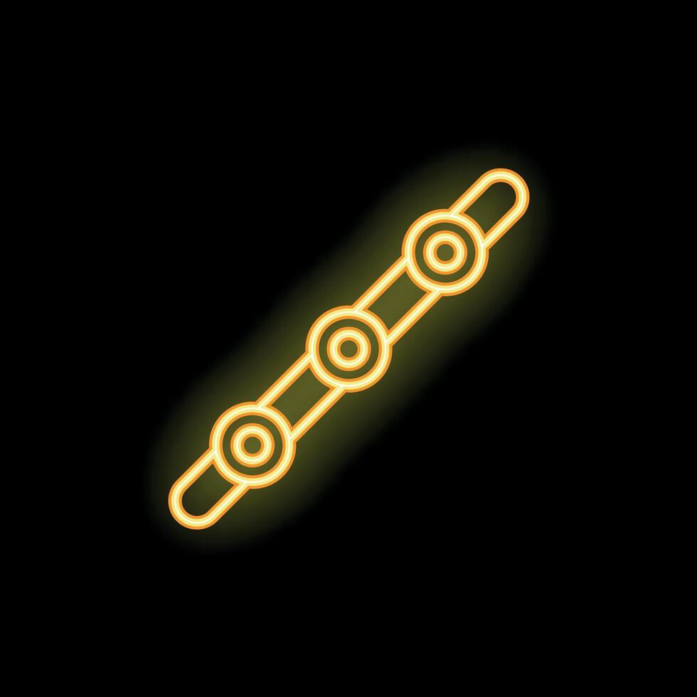 Neon yellow chain glowing on black background vector