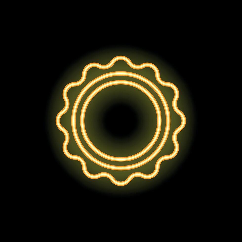 Neon style sun shining bright on dark background vector