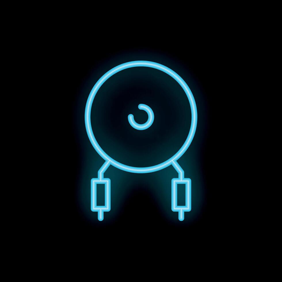 Neon icon of a dreamcatcher with feathers glowing on black background vector