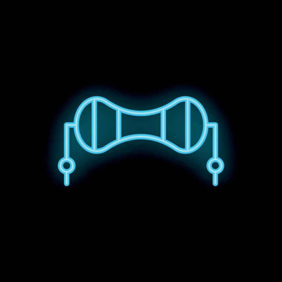 Neon inductor icon glowing on dark background vector