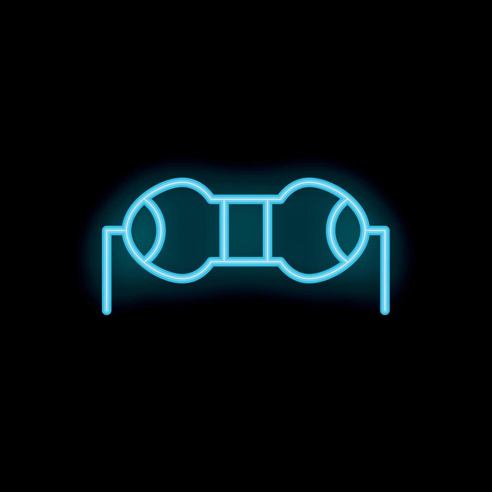 Blue neon sign showing a capacitor electronic component on black background vector