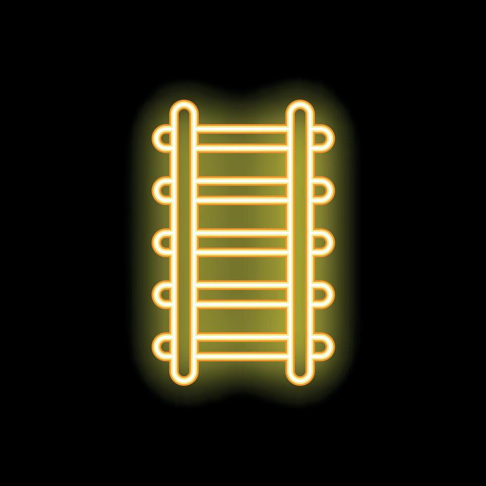 Neon yellow ladder glowing on black background vector