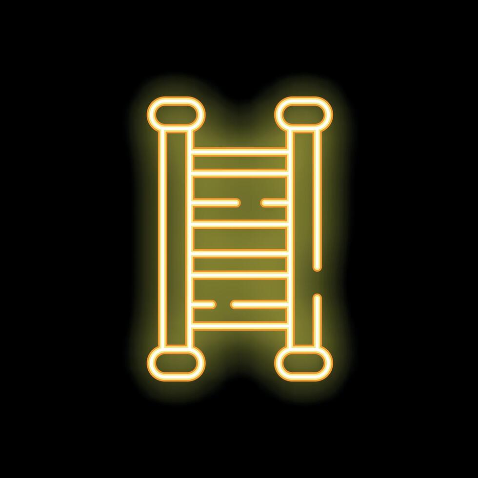 Neon yellow ladder icon glowing on black background vector