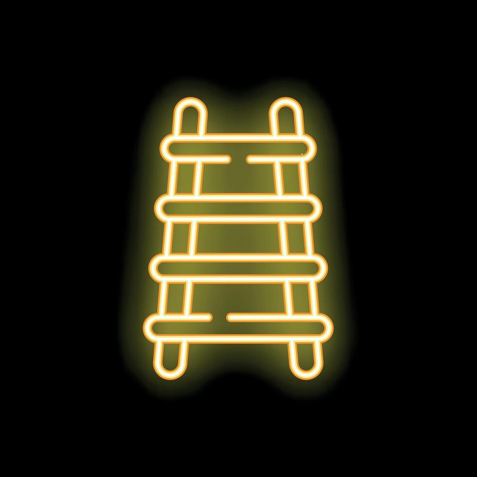 Glowing neon line ladder icon isolated on black background illustration vector
