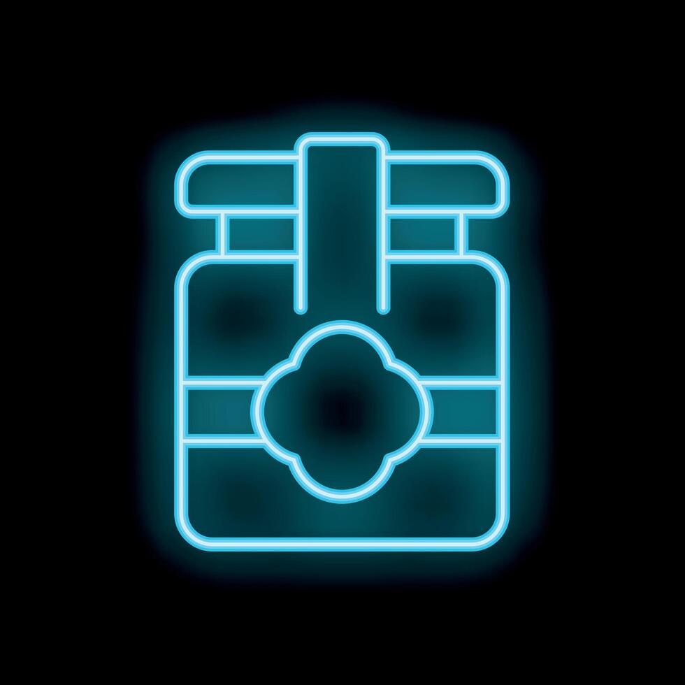 Glowing neon icon of a jam jar with a blank label on a black background vector