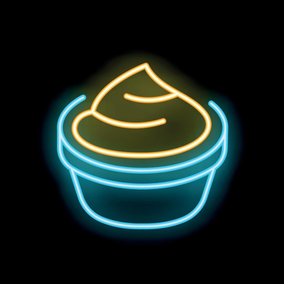Neon sign representing bowl of food, dip, sauce, or condiment vector