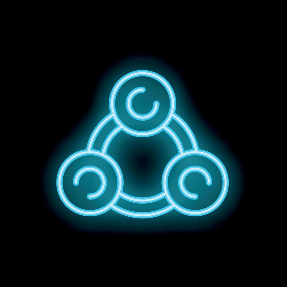 Neon icon of three circles interconnected representing collaboration vector