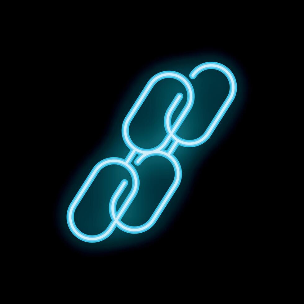 Neon blue chain links glowing against dark background vector