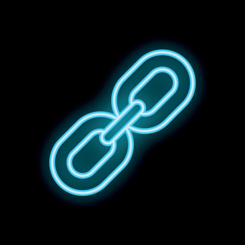 Neon blue chain glowing on black background vector