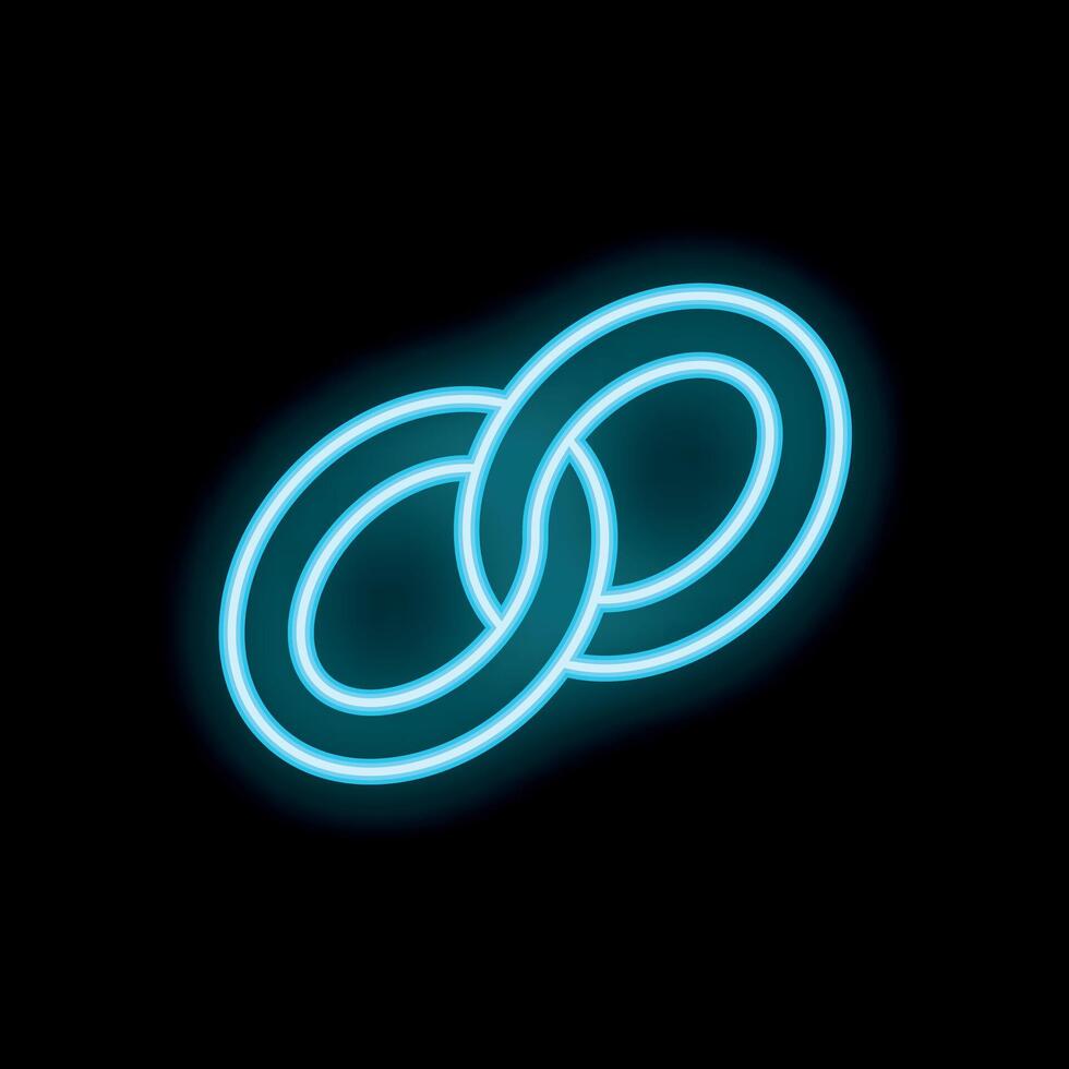 Two glowing neon blue rings interlocking on black background vector