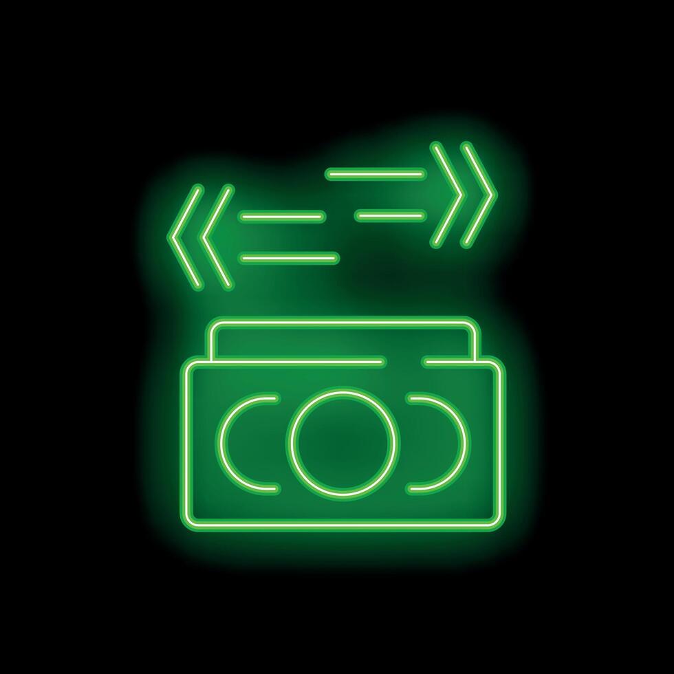 Neon green cash on delivery icon for online ordering system vector