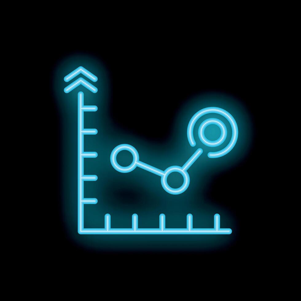 Neon blue graph showing market volatility with upward trend on black background vector