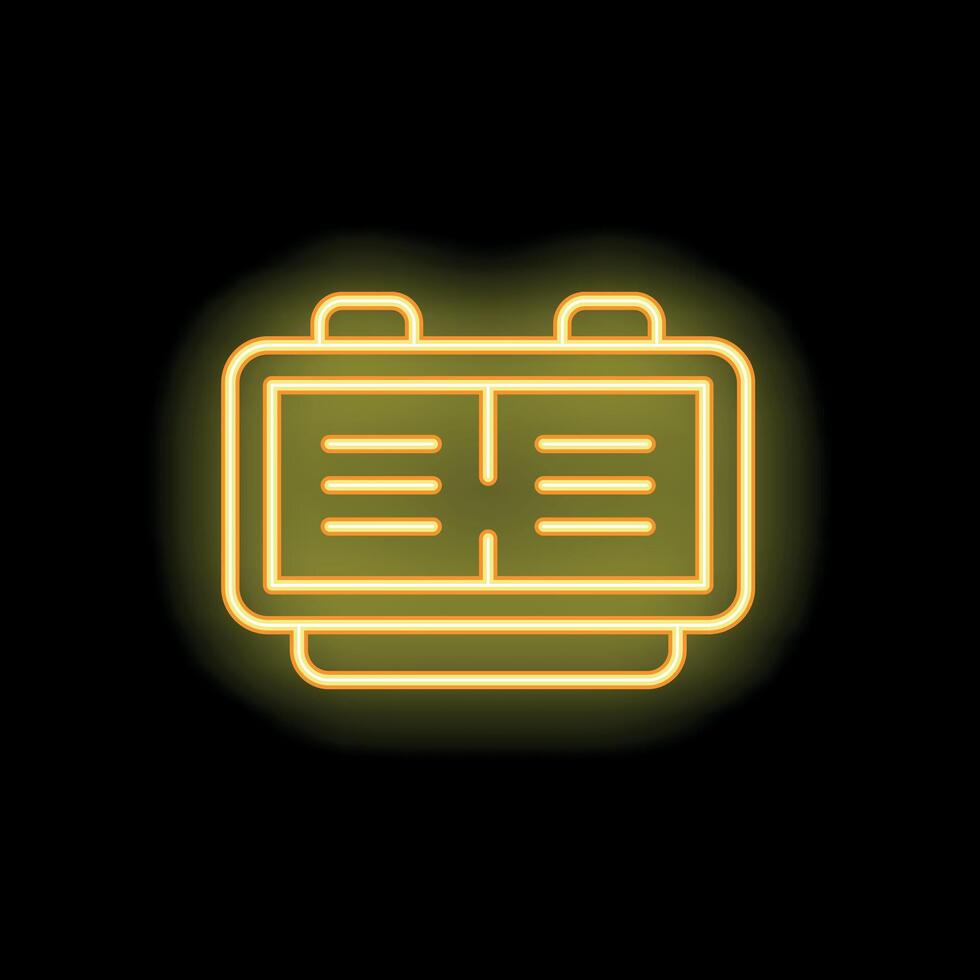 Neon icon of book representing knowledge and education vector