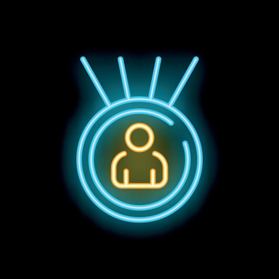 Neon icon of head hunting searching for talent looking for professional candidate vector