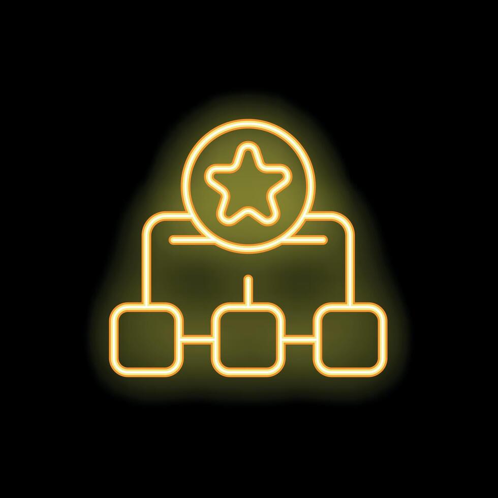 Neon icon of star leading network marketing scheme vector