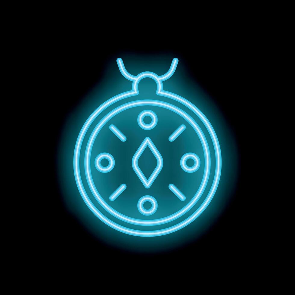 Blue neon sign of a compass guiding in the right direction vector