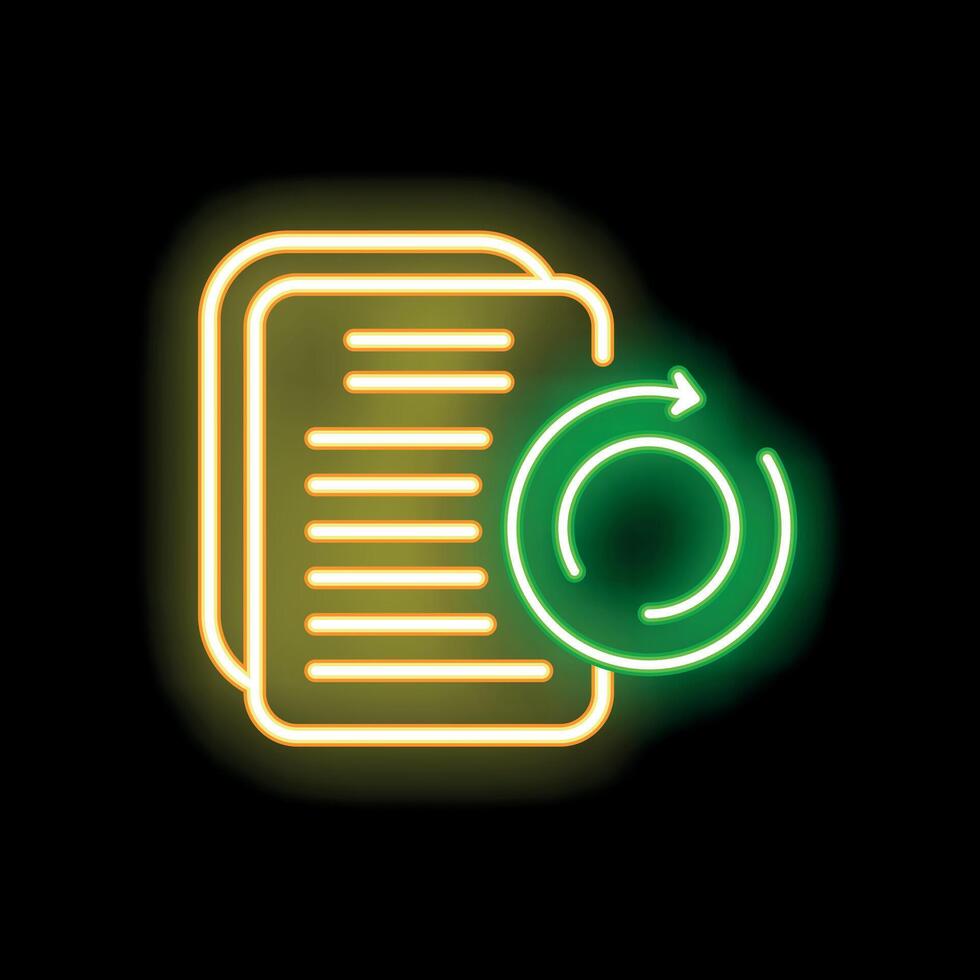 Neon icon of document management system updating vector