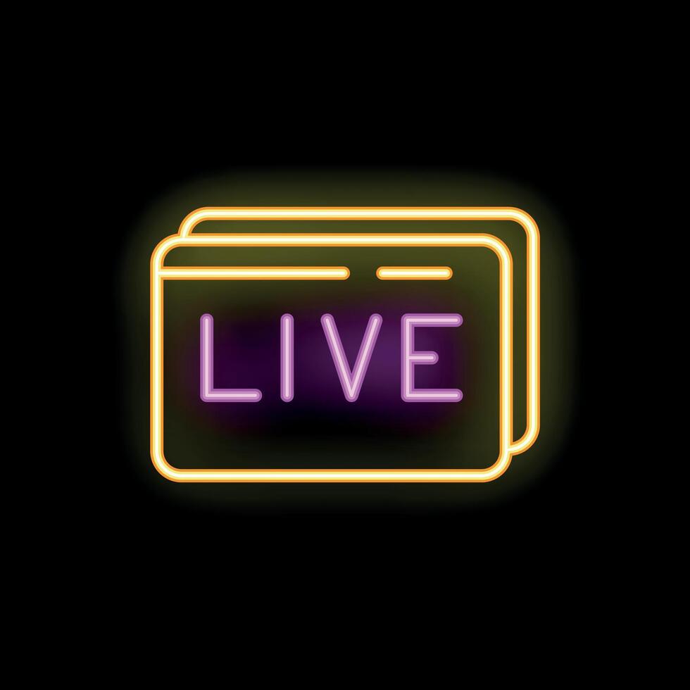 Neon live sign glowing on black background vector