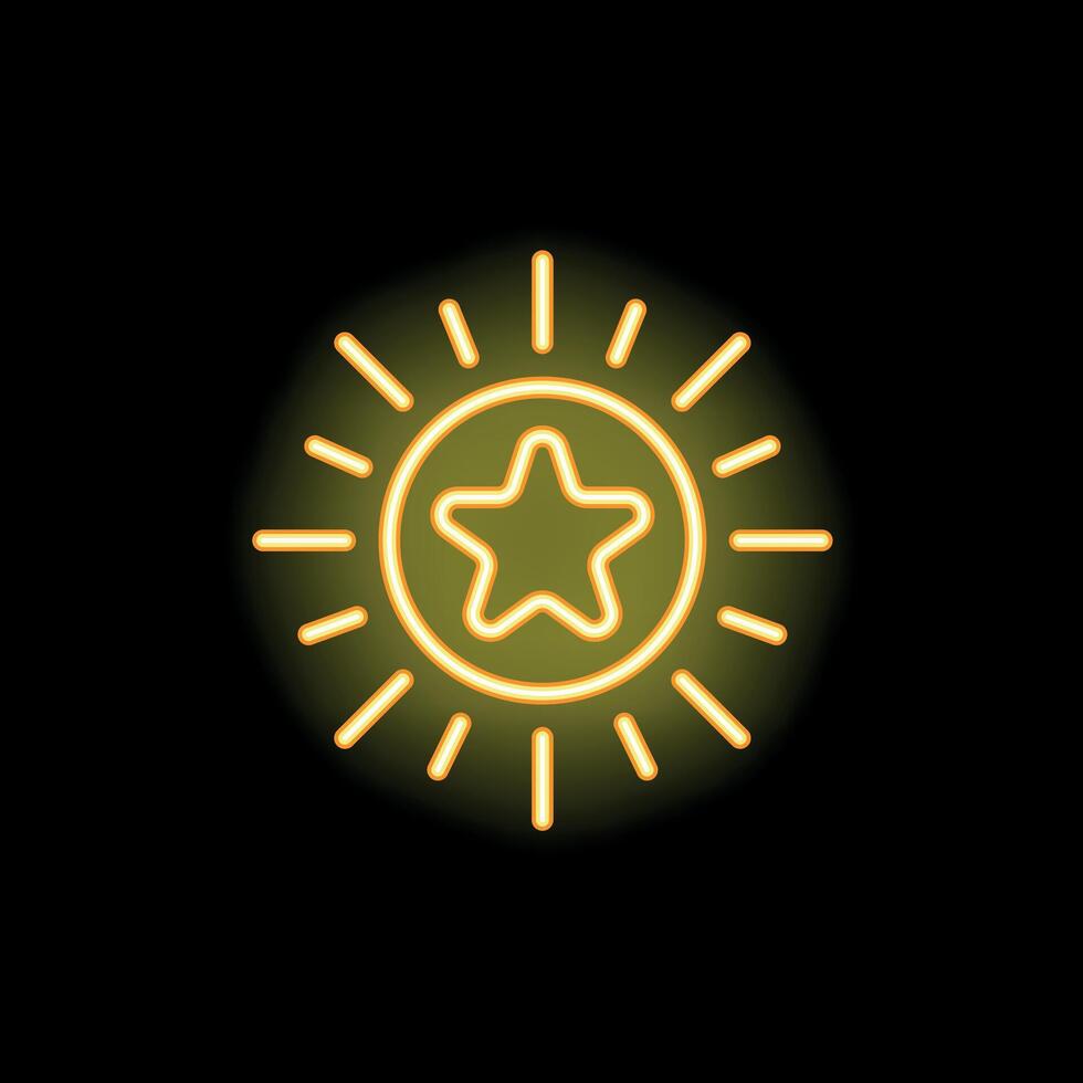 Bright neon sun shining with star inside vector