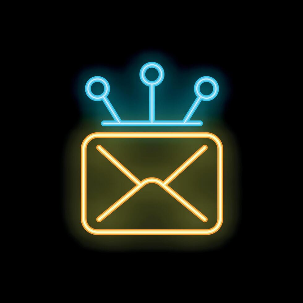 Neon icon of envelope with crown representing vip newsletter subscription vector