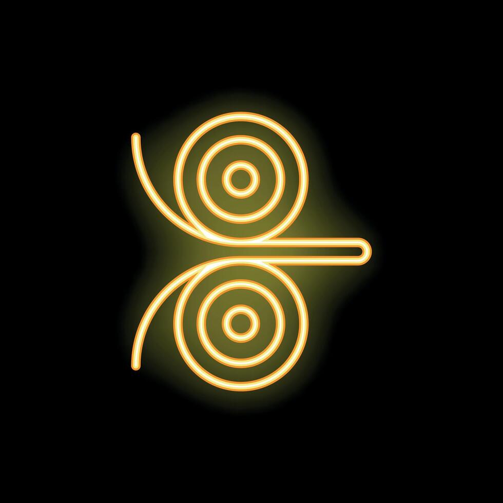 Neon sign showing two rolls of paper being rolled up vector