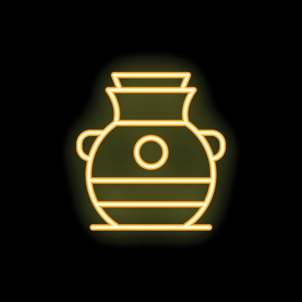 Neon sign of ancient greek amphora vase on black background vector