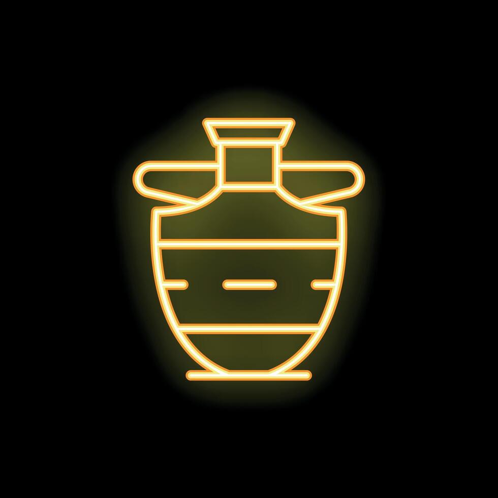 Neon amphora icon glowing on black background vector