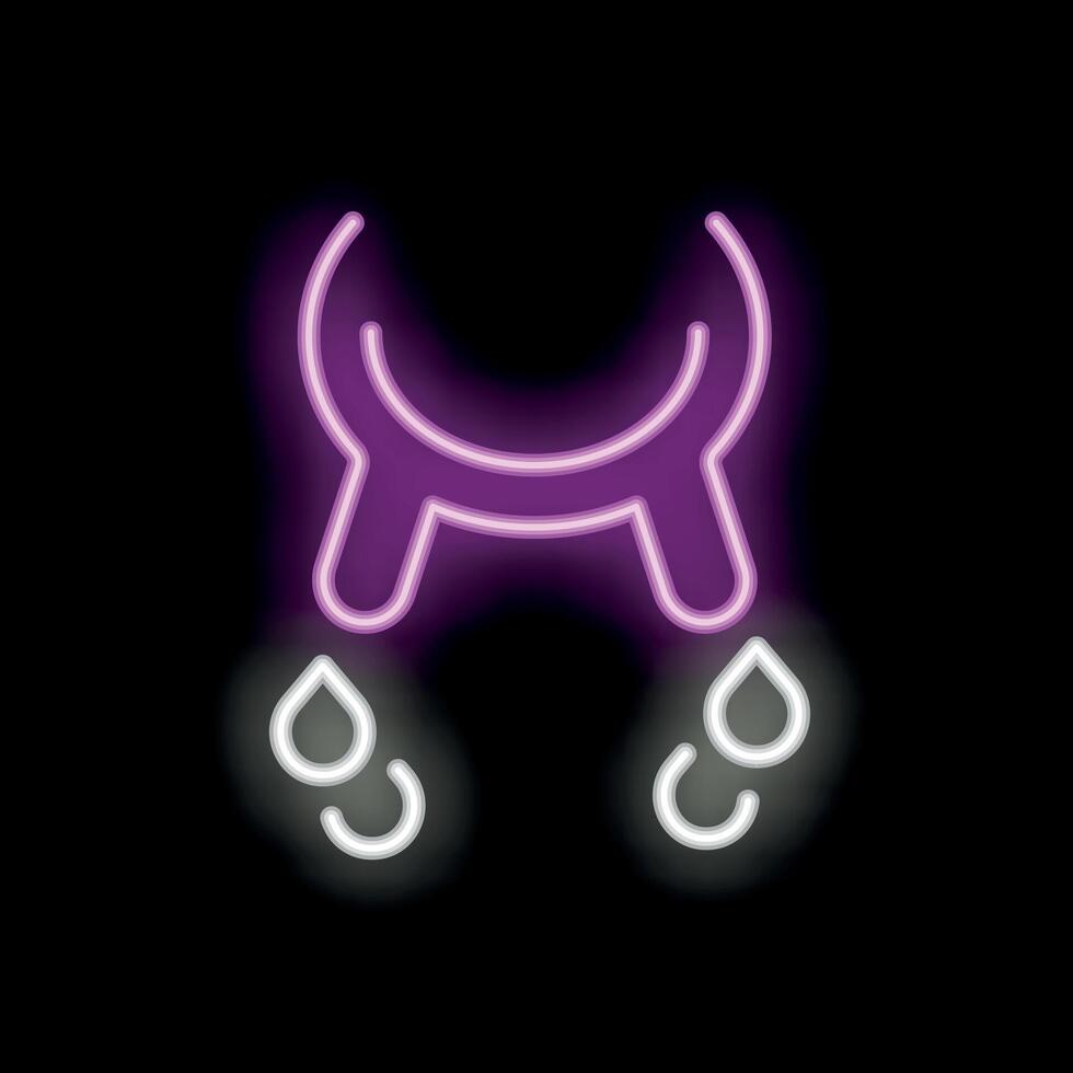 Neon sign of cow udder leaking milk drops on black background vector