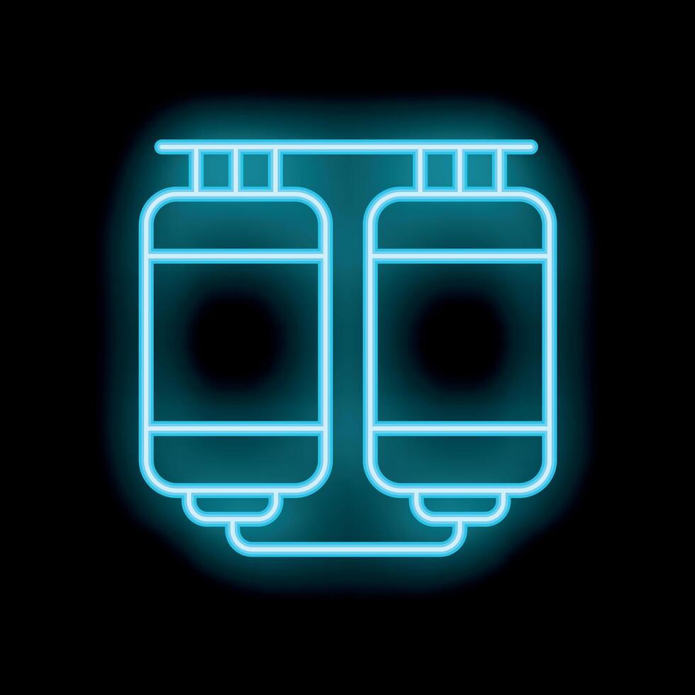 Glowing neon icon of oxygen tanks for diving on black background vector