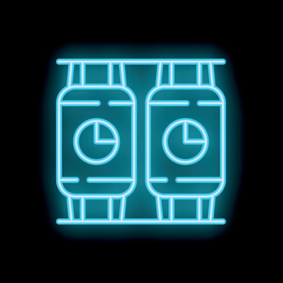 Neon icon of gas cylinders for storage and transportation of natural gas vector