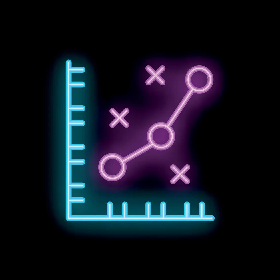 Neon style icon showing graph representing market volatility vector