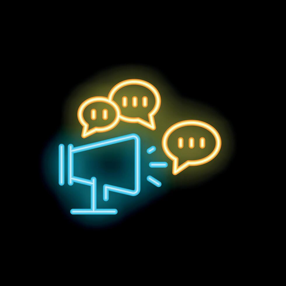 Neon icon of a megaphone announcing with speech bubbles vector