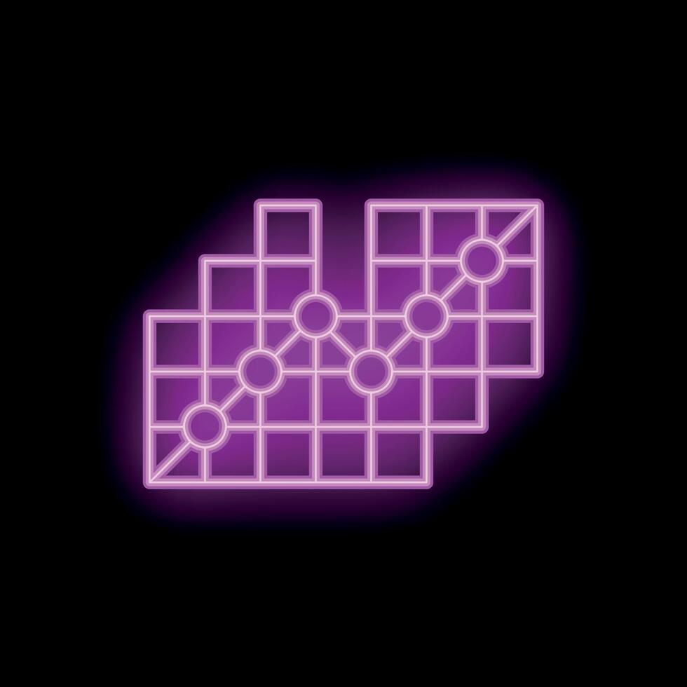 Neon pink line graph showing growth on grid background vector
