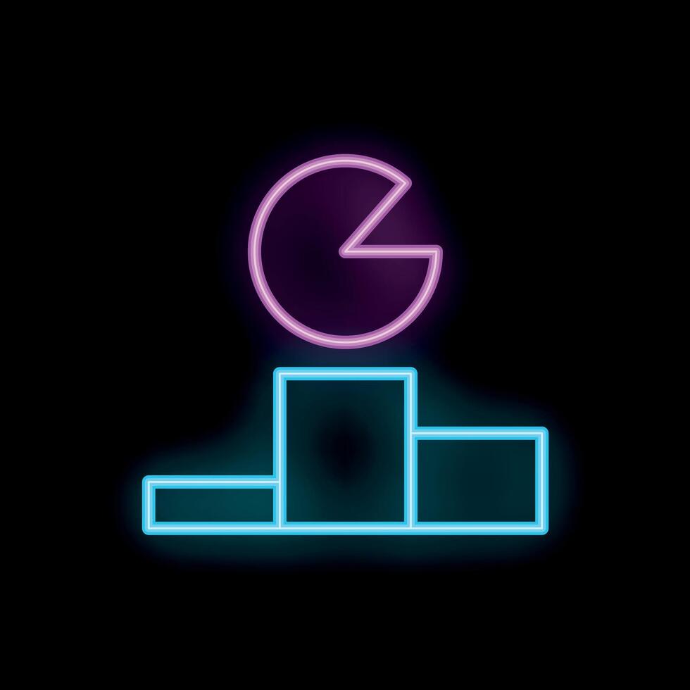 Neon sign representing market share growing above competitors on podium vector
