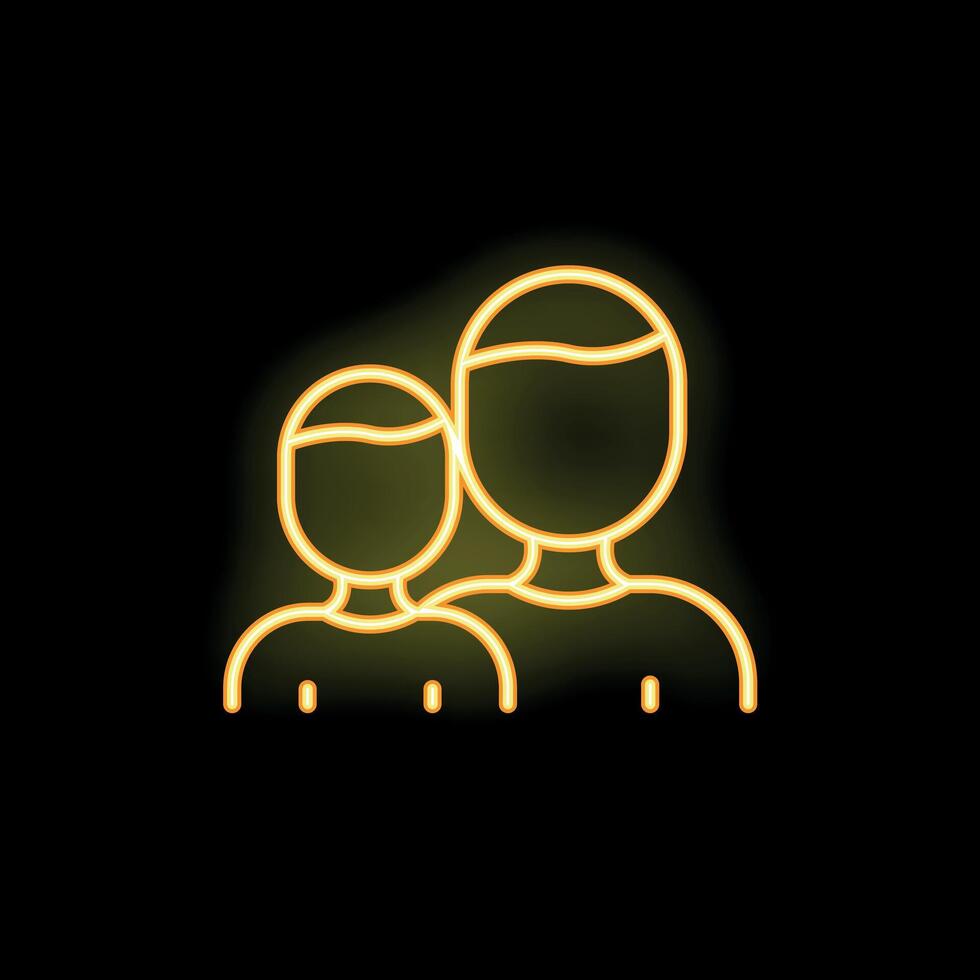 Neon icon of two businessmen standing together on black background vector