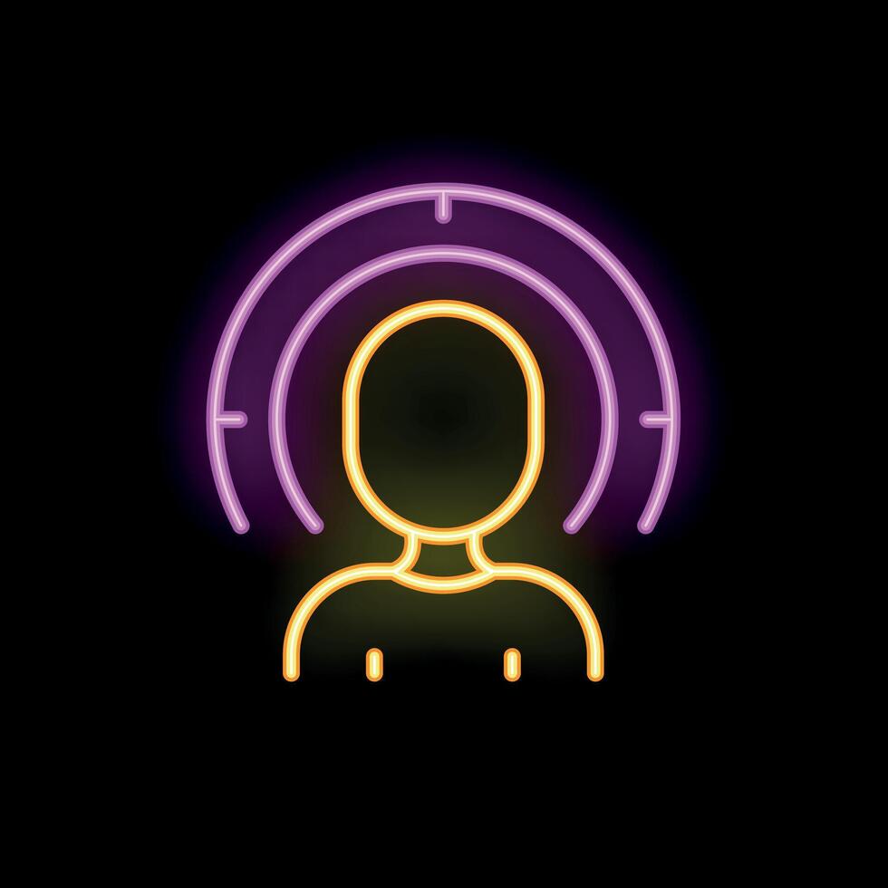 Neon icon of head hunting searching for candidate vector