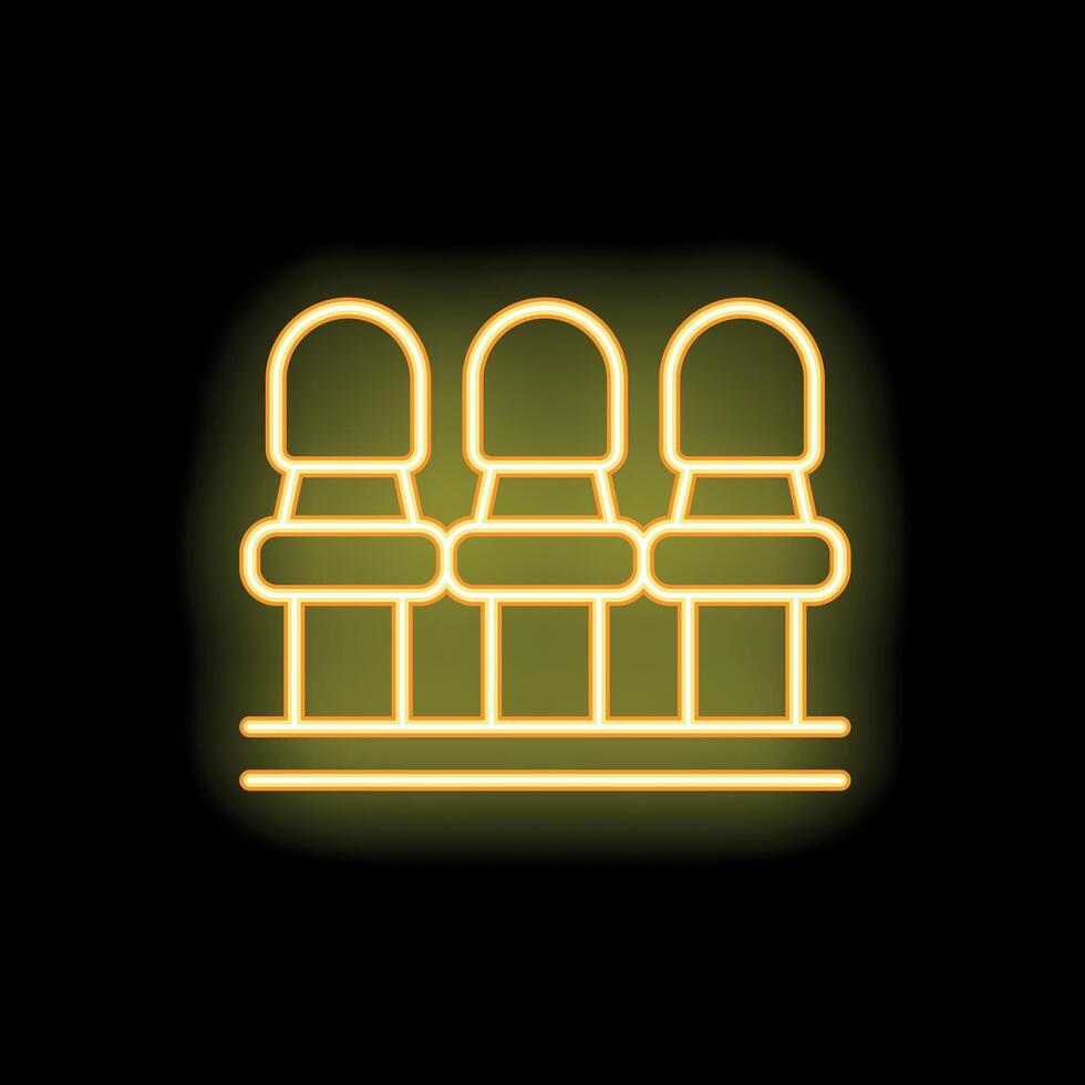Neon sign of empty chairs sitting in a row vector
