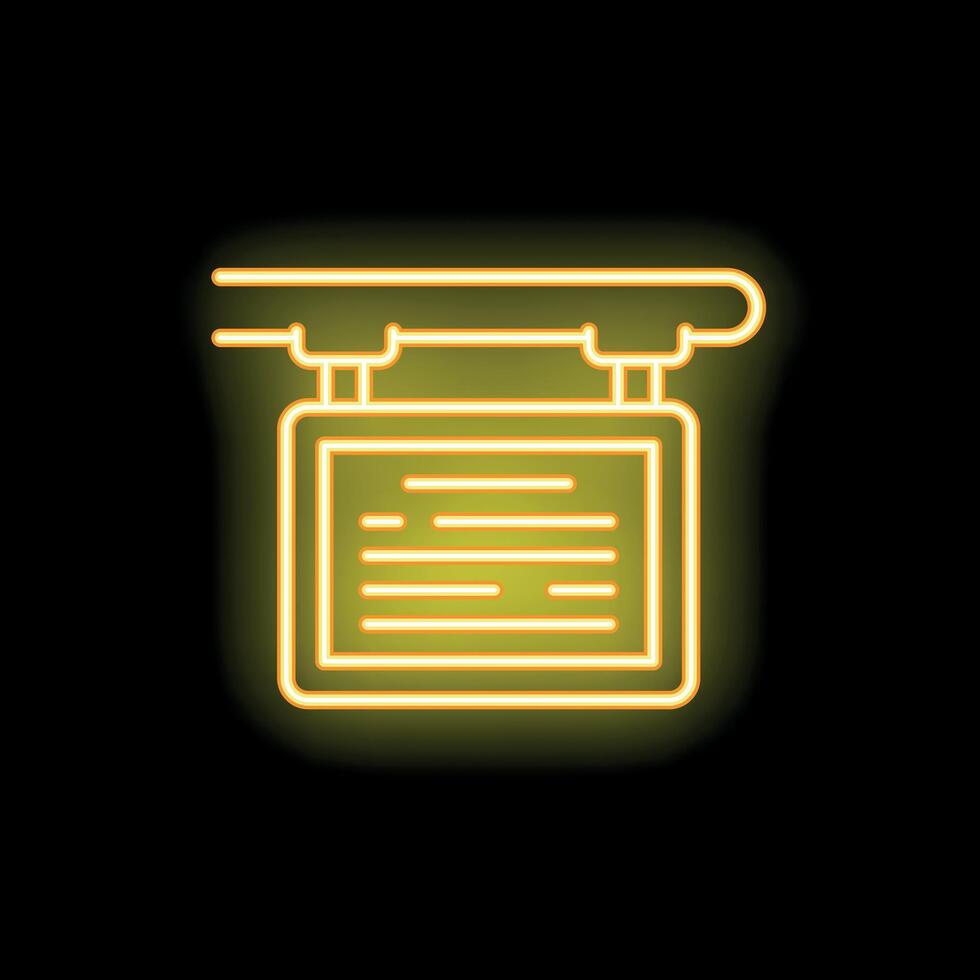 Neon sign showing a blank billboard hanging on a black background vector