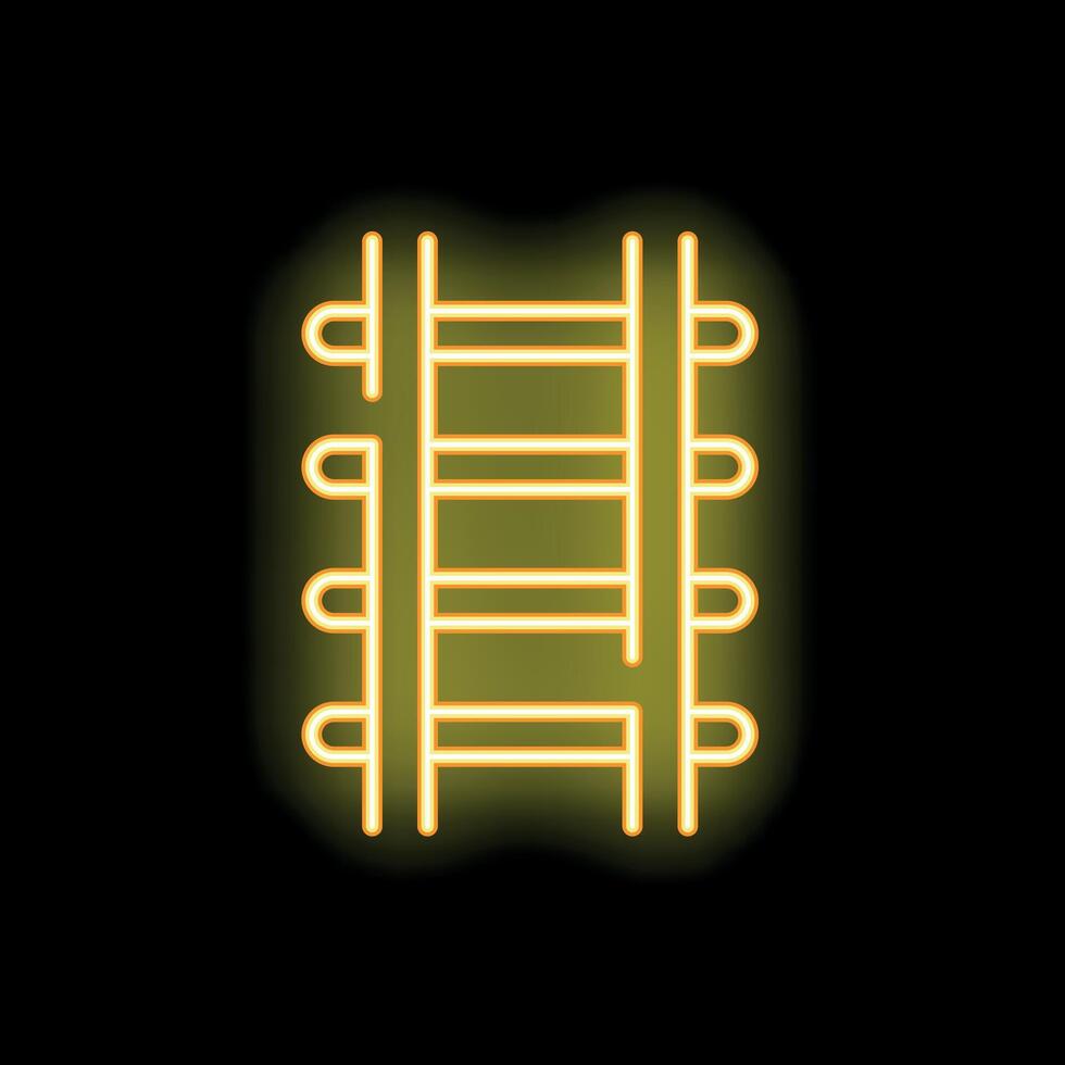 Yellow neon sign of a ladder on a black background vector