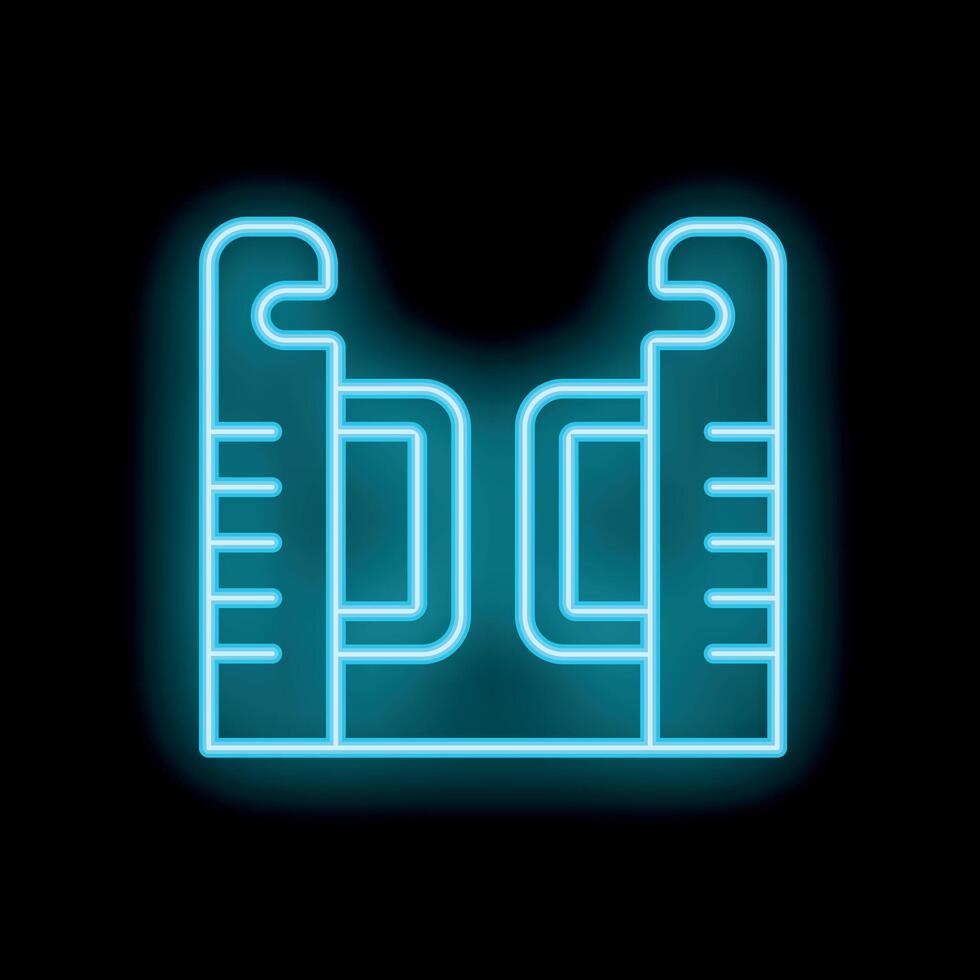 Glowing neon line turnstile icon isolated on black background, providing access control and security vector