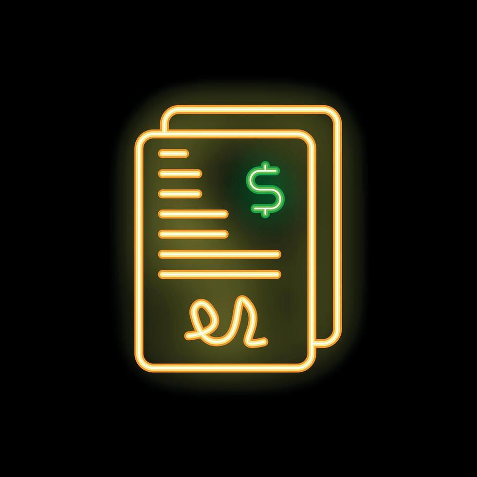 Neon sign representing contract signing on black background vector