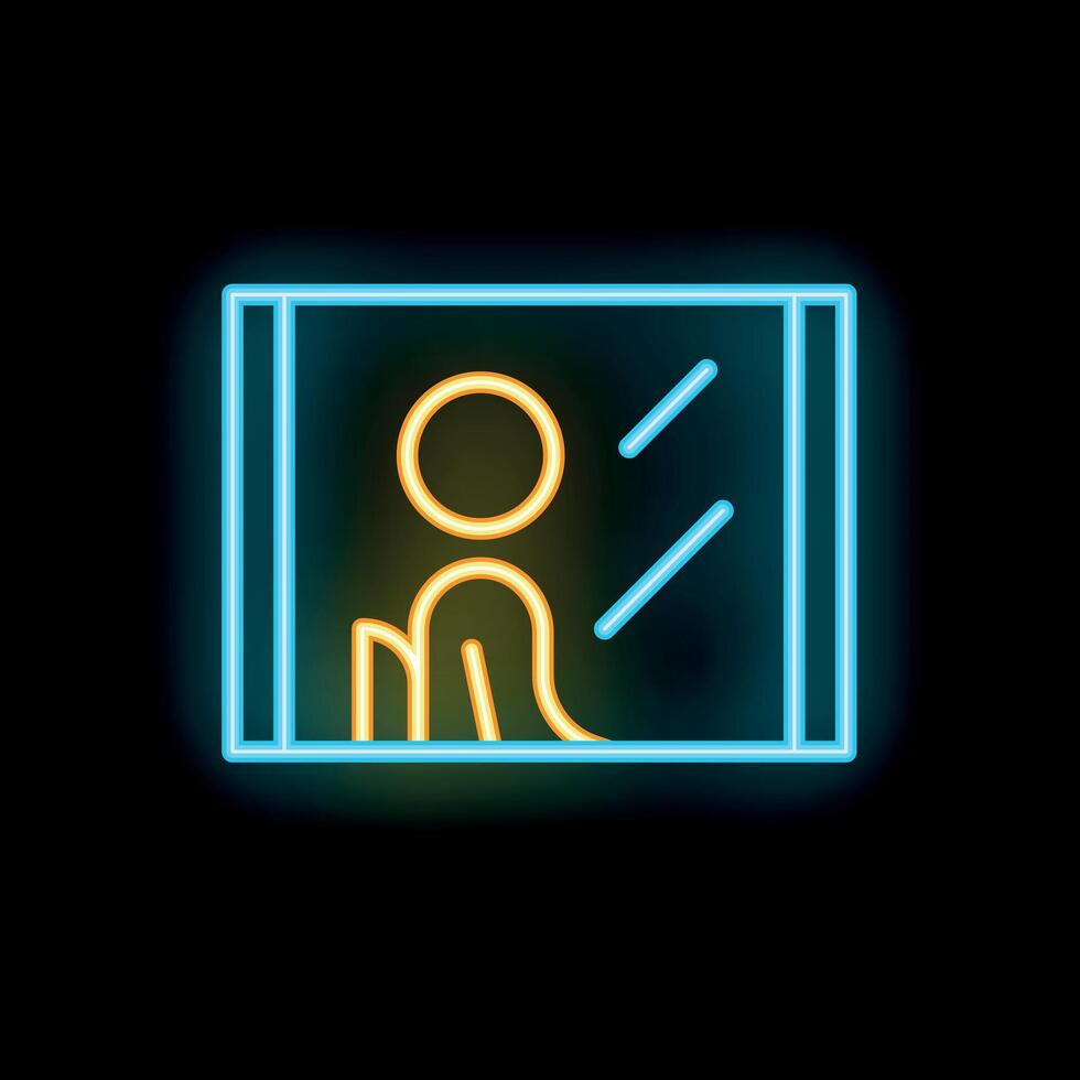 Neon sign showing passenger taking the elevator to another floor vector