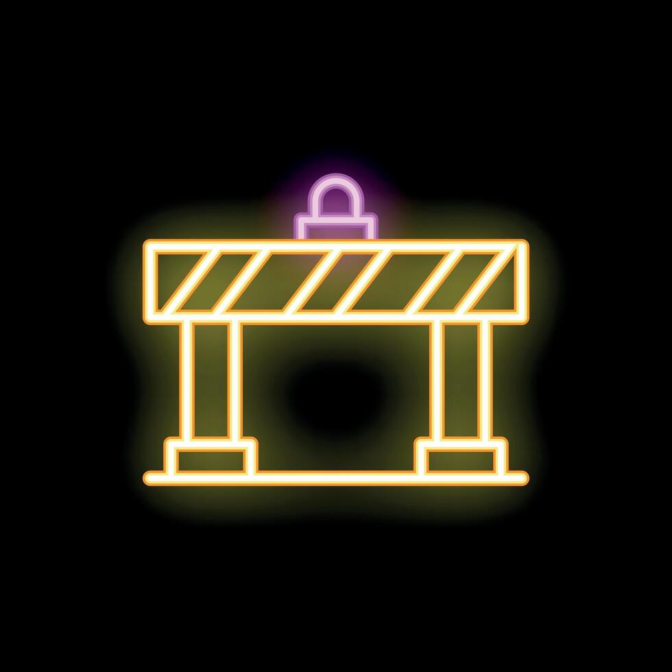 Neon roadblock glowing on a dark background vector