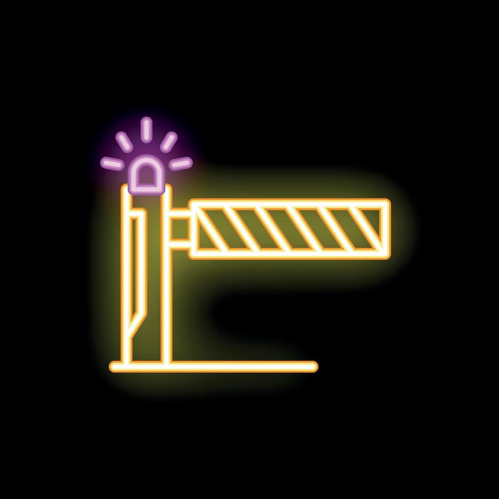 Neon barrier gate glowing on a black background vector